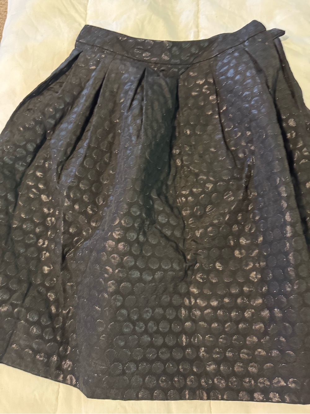 Elle Black Textured Polka Dot A-Line Skirt